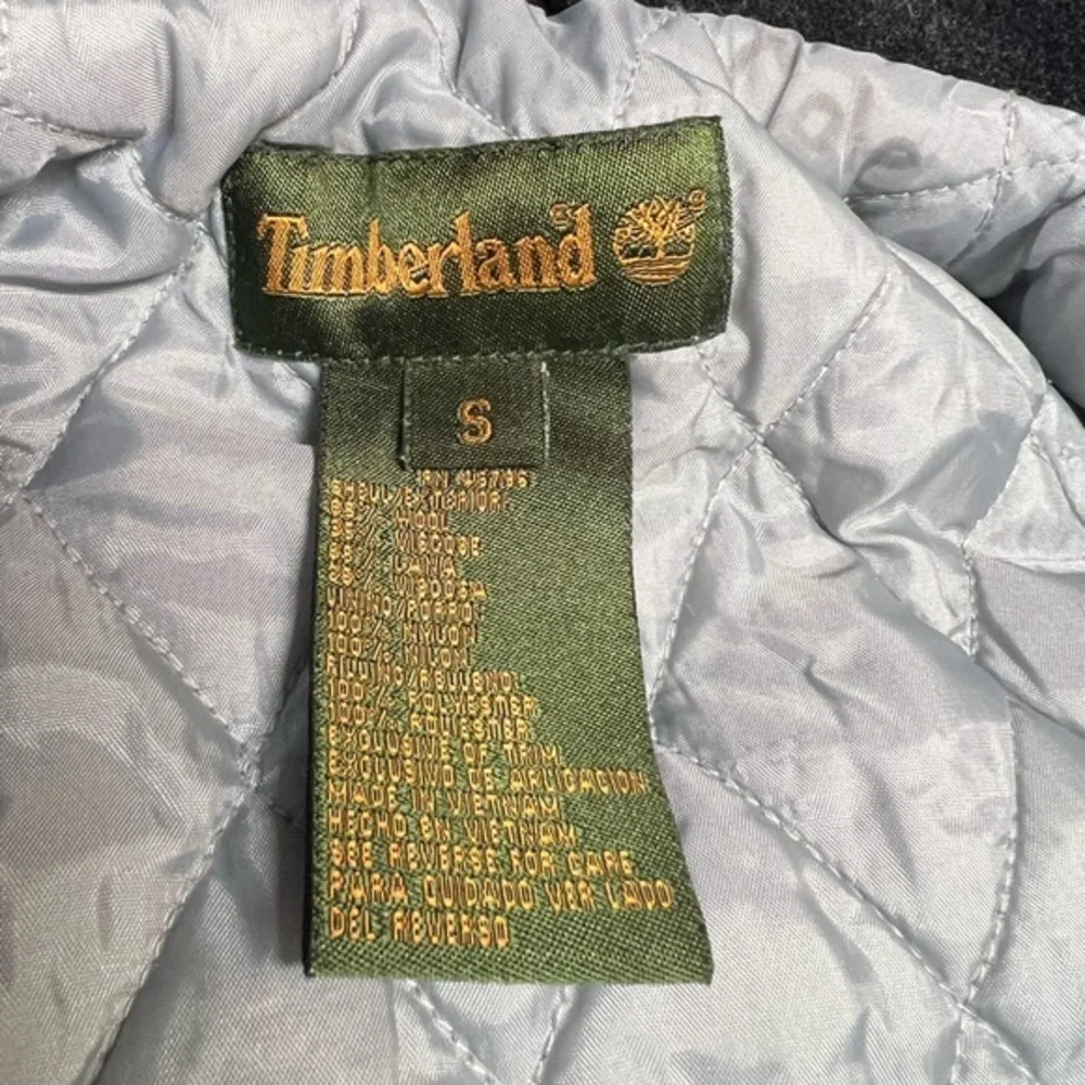 Timberland Men Small Black Wool Blend Logo Quilted Liner Collar Full Zip‎ Jacket